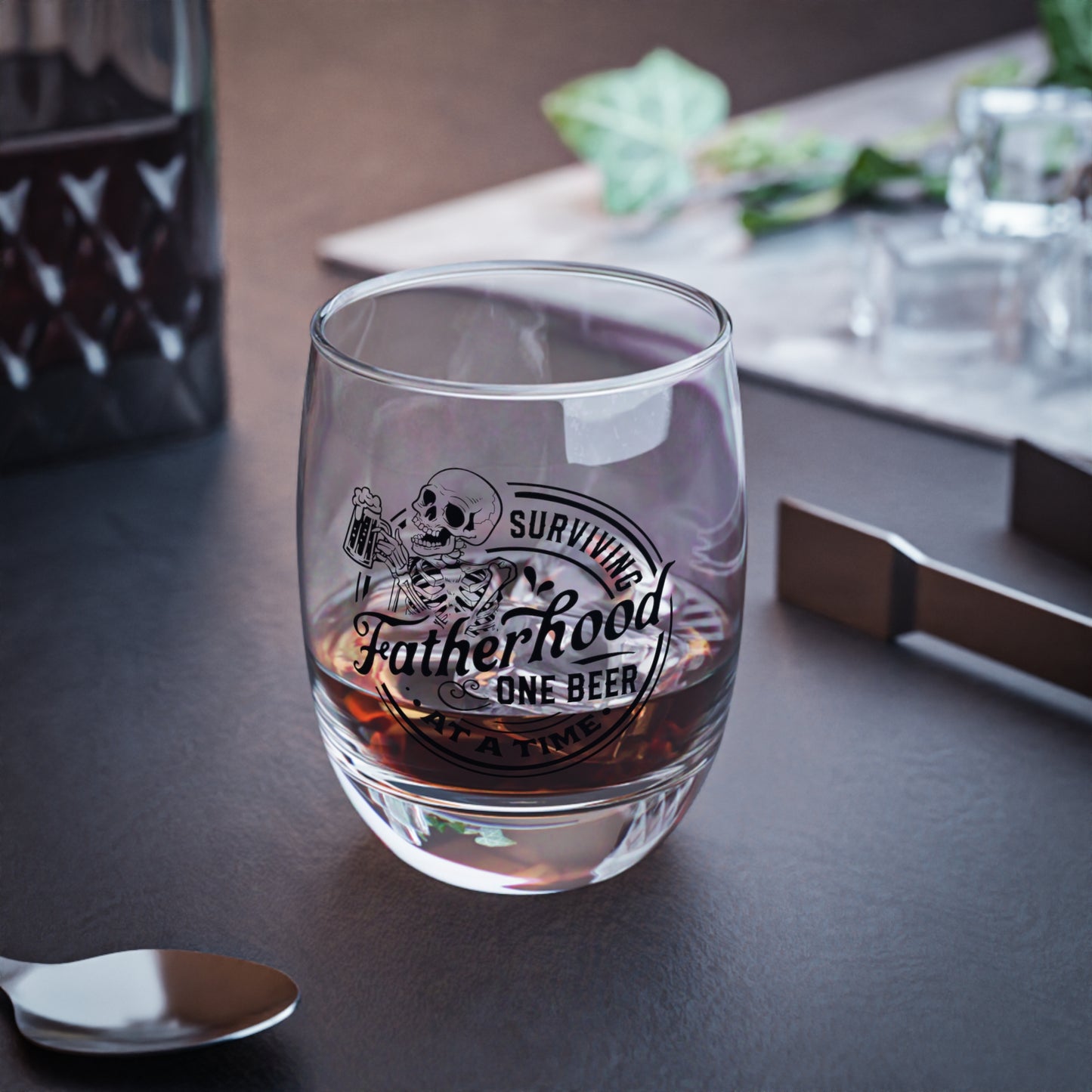 SURVIVING FATHERHOOD ONE DRING AT A TIME WHISKEY GLASS