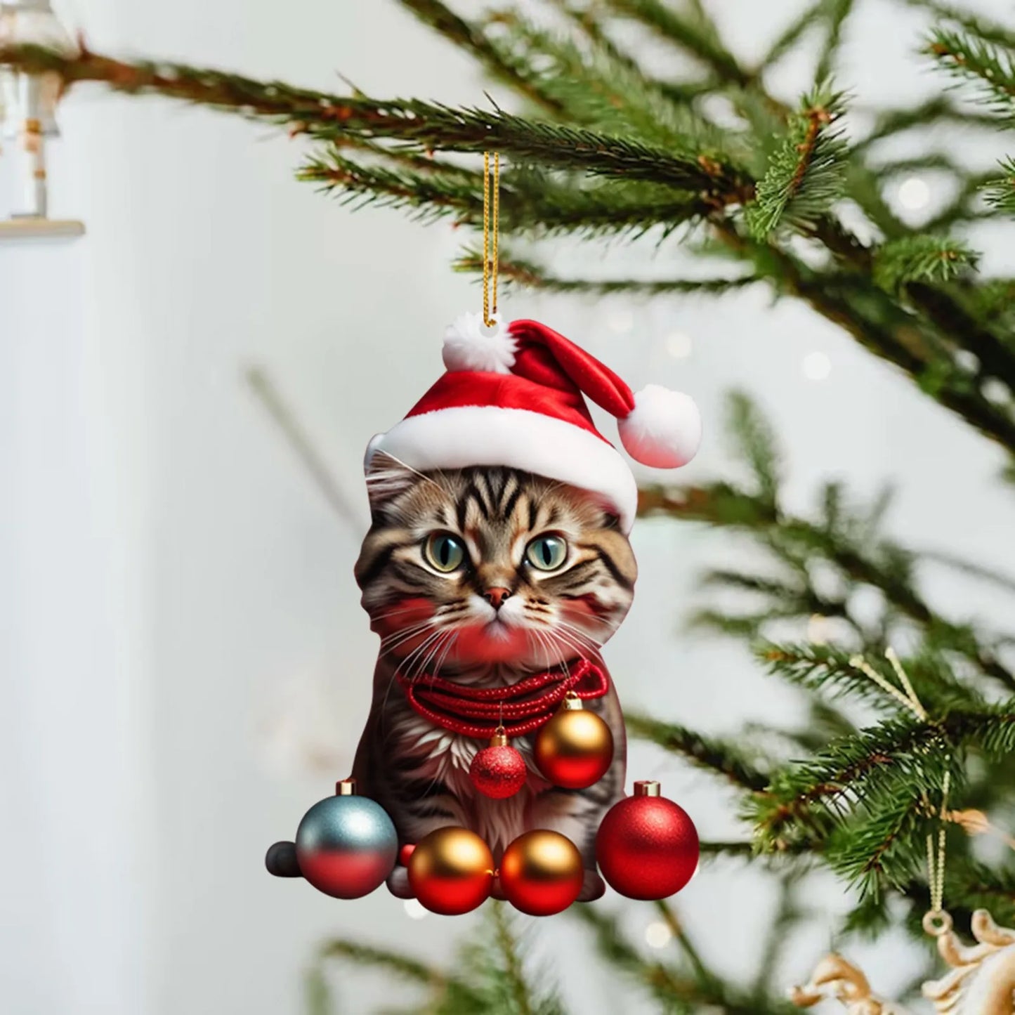 Funny Cat Christmas Tree Ornament