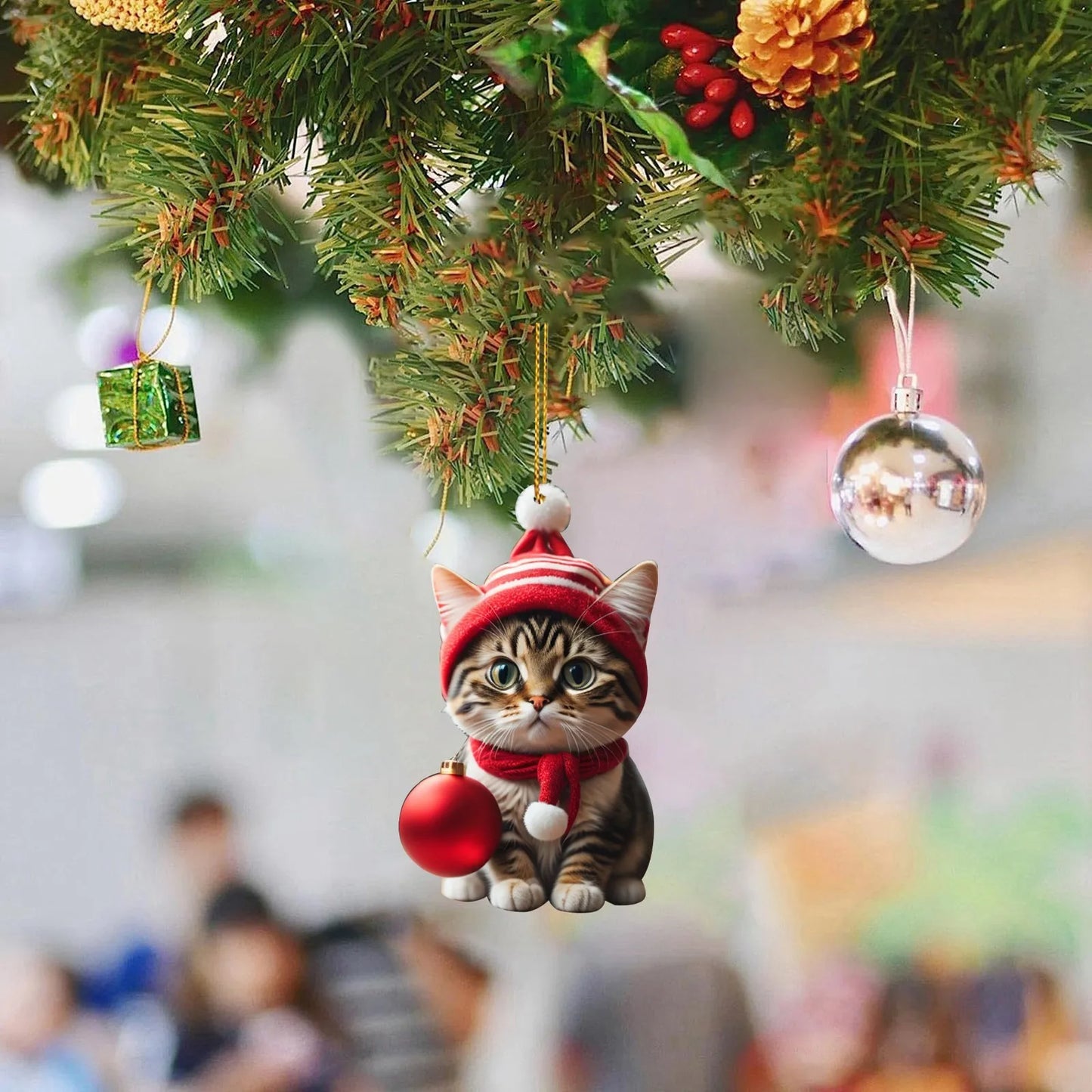 Funny Cat Christmas Tree Ornament