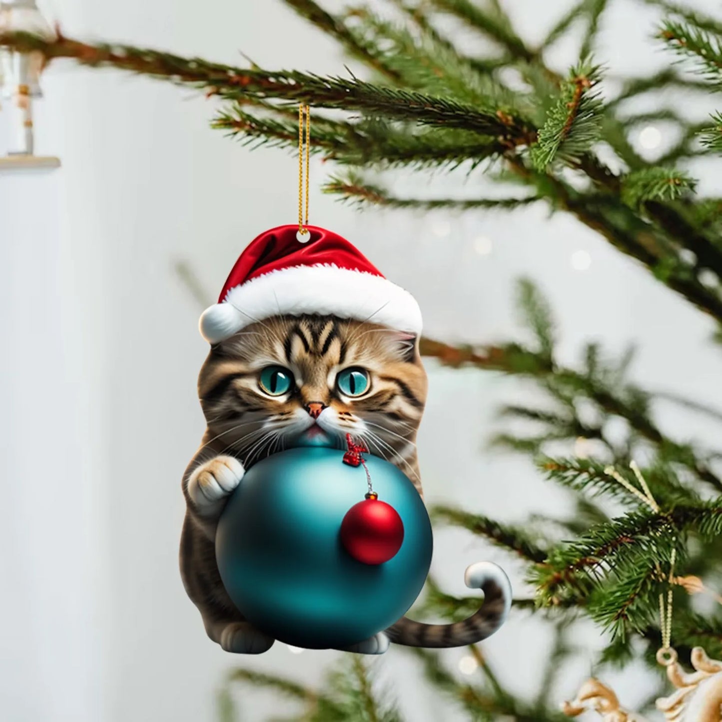 Funny Cat Christmas Tree Ornament