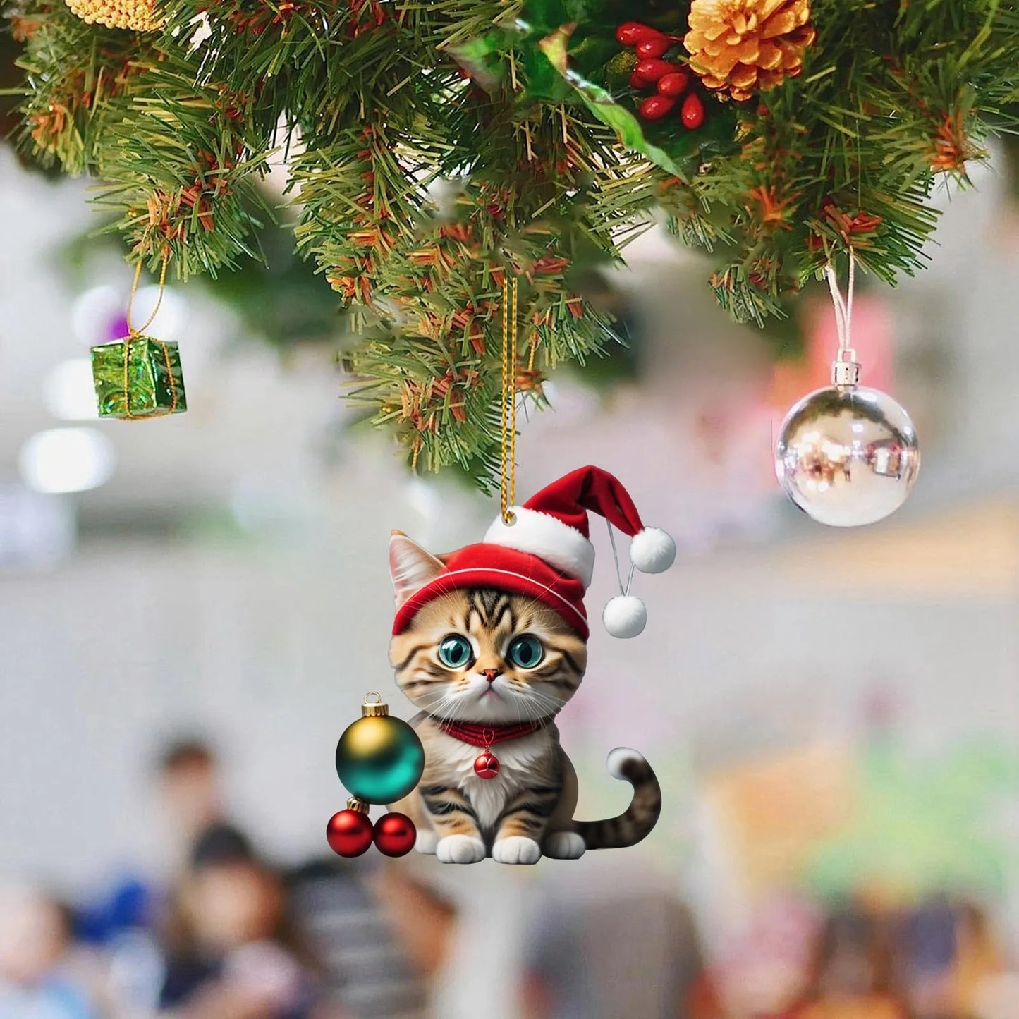 Funny Cat Christmas Tree Ornament