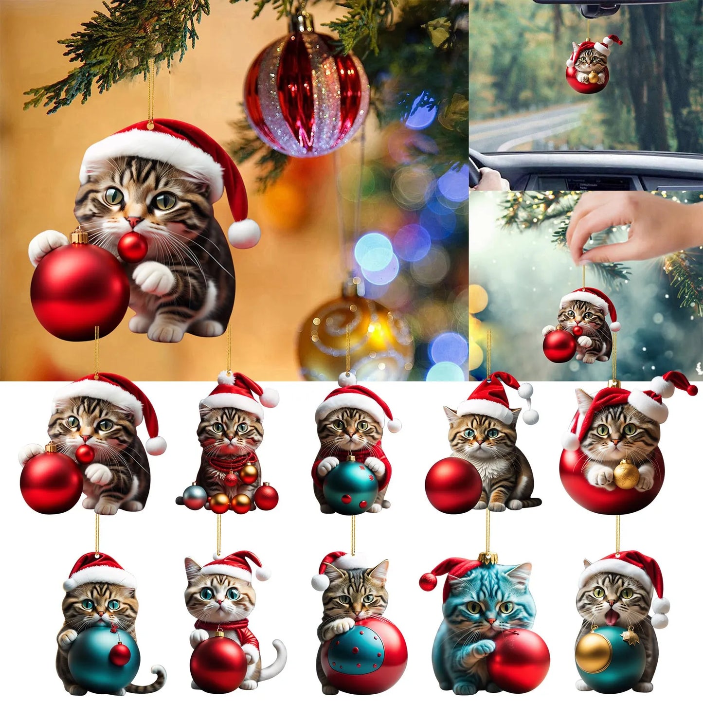 Funny Cat Christmas Tree Ornament