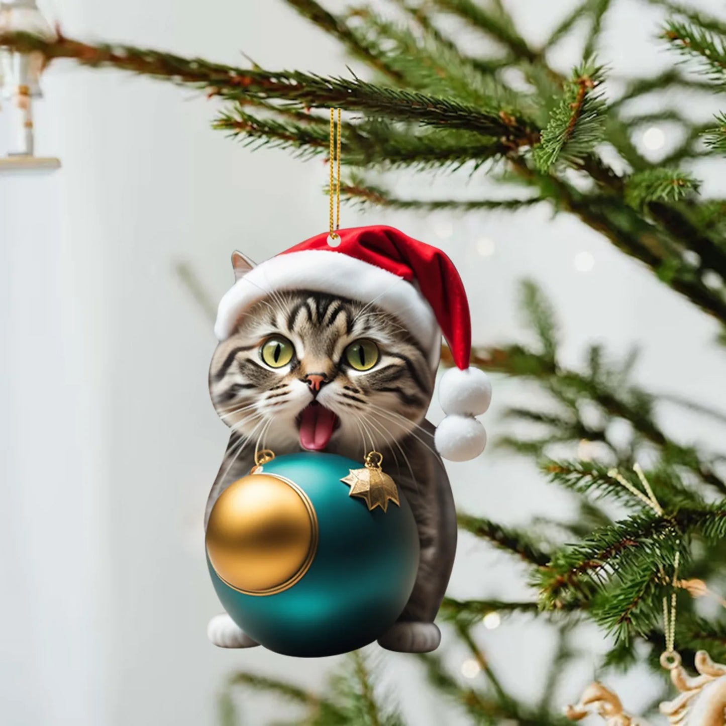 Funny Cat Christmas Tree Ornament