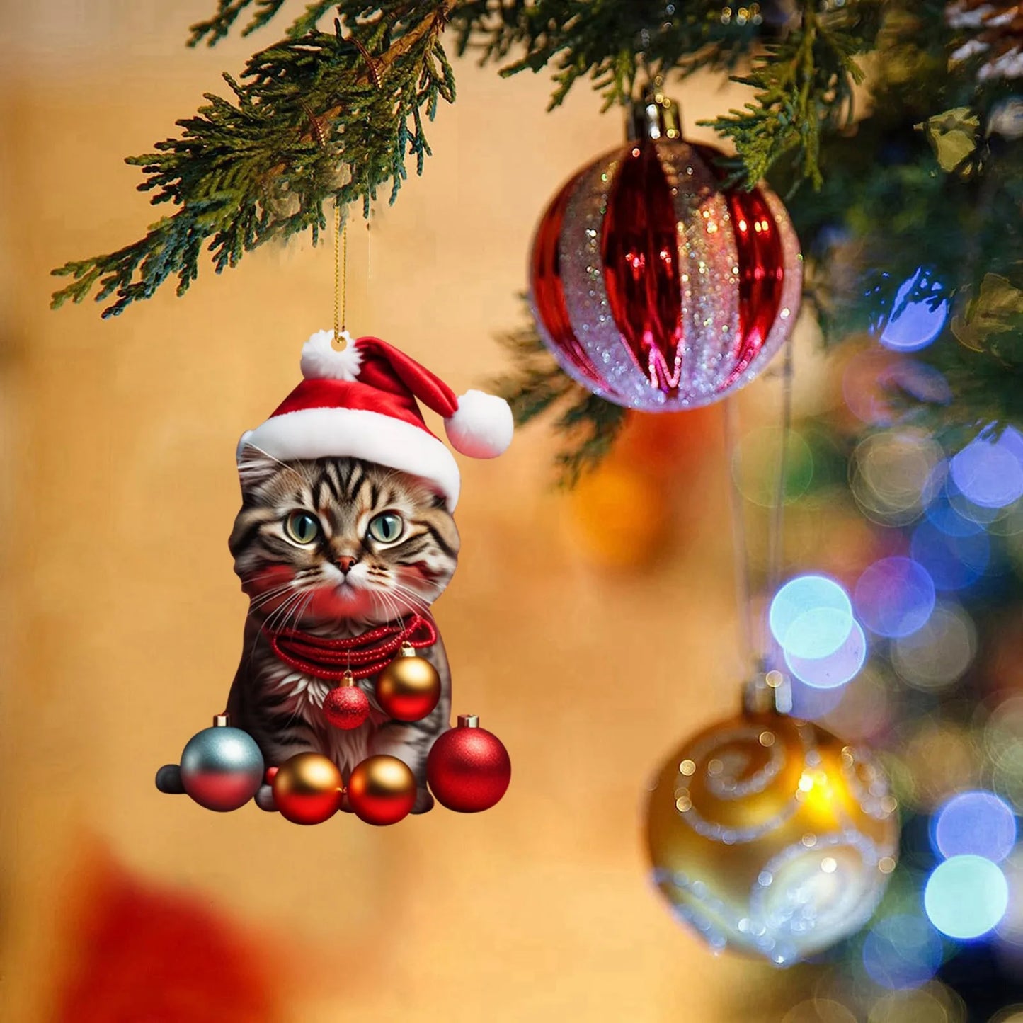 Funny Cat Christmas Tree Ornament