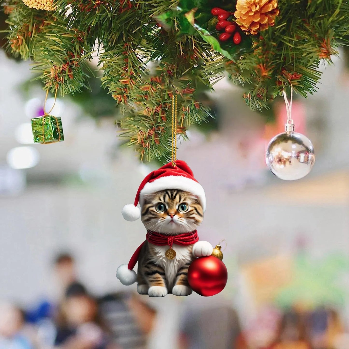 Funny Cat Christmas Tree Ornament