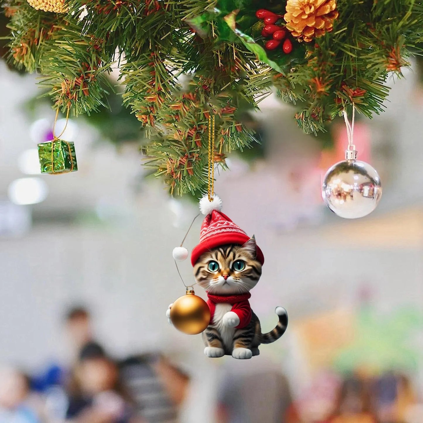 Funny Cat Christmas Tree Ornament