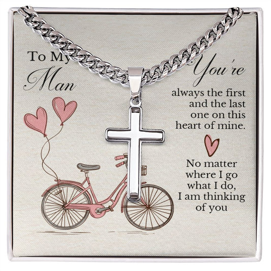 TO MY MAN | CROSS NECKLACE WITH CUBAN CHAIN