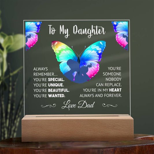 To My Daughter From Dad acrylic square white lettering