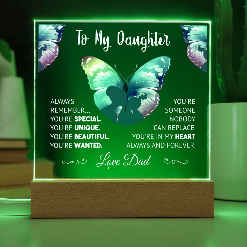 To My Daughter From Dad acrylic square white lettering