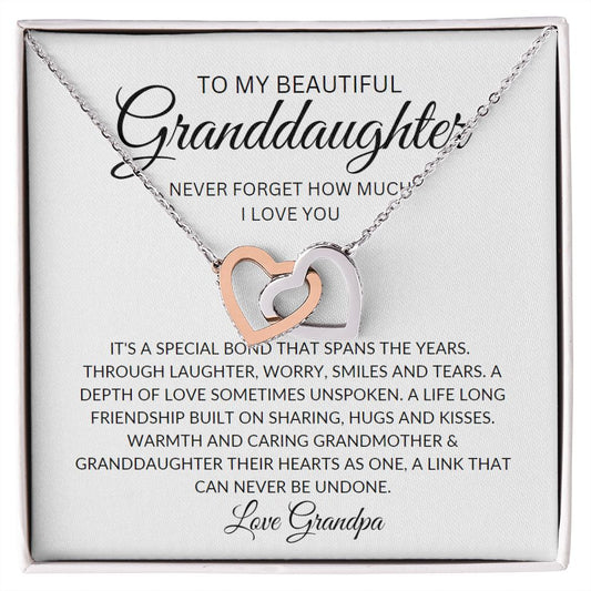 GRANDDAUGHTER FROM GRANDPA INTERLOCKING HEART NECKLACE